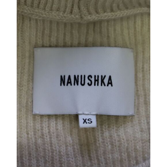 Nanushka Canaan Belted Dress in Beige Merino Wool